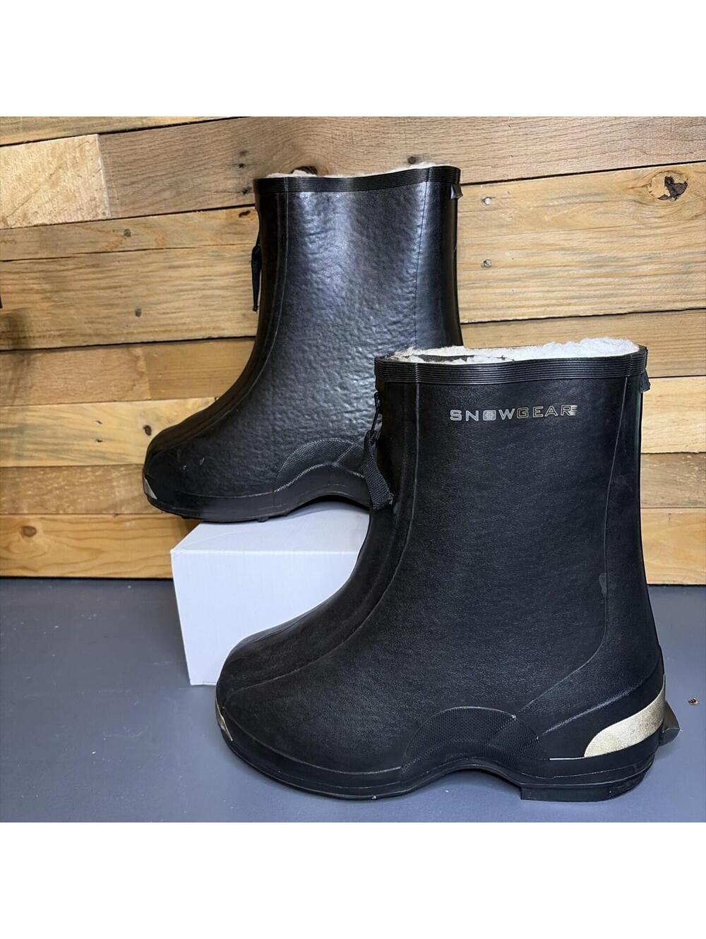 Snowgear Overshoes Mens 11 Black Waterproof Fleece Lined Studded Boots 13in Long